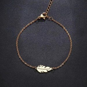 Classy & Stylish Golden Leaf Fashion Stainless Steel Bracelet Accessory